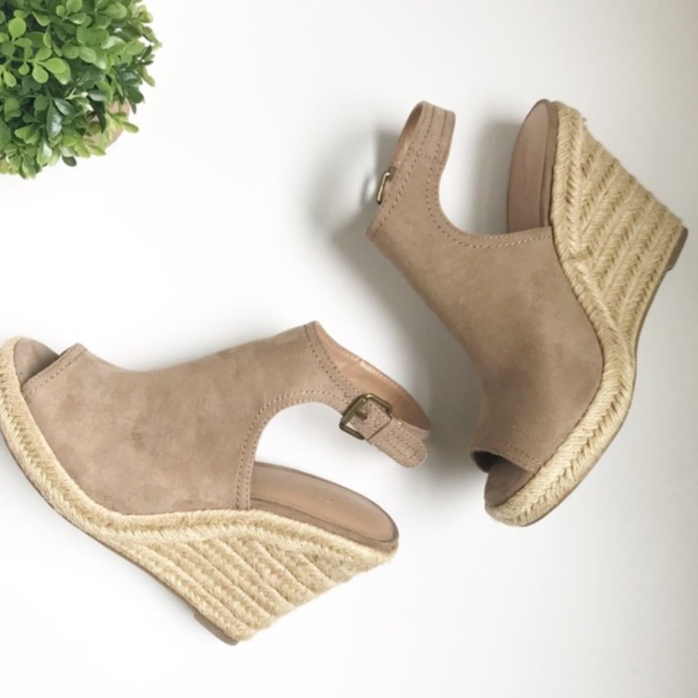 Taupe Espadrille Wedge Ankle Strap Platform Sandal - Picture 6 of 7